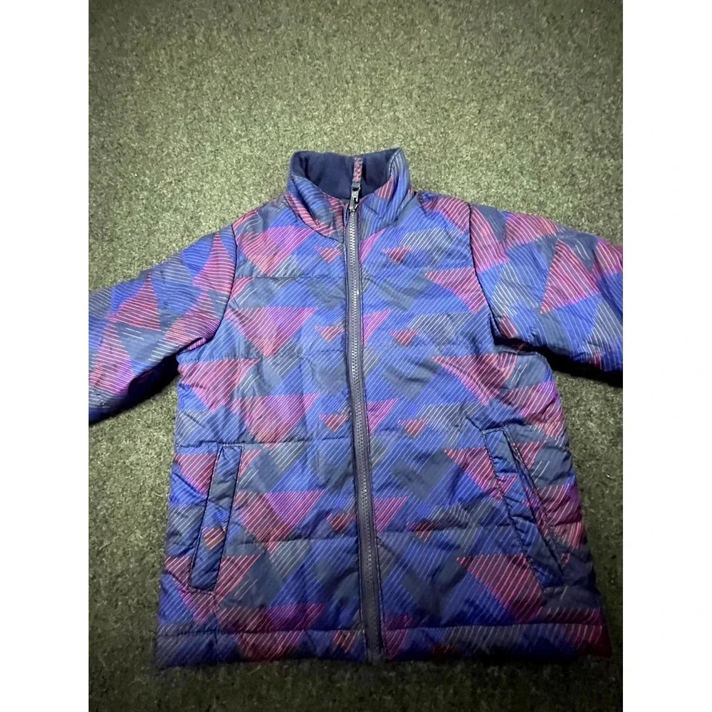 Swiss Tech Puffer Jacket Kids XS Blue Purple Insulated Long Sleeve Full Zipper